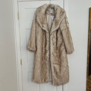 Azalea Wang Faux Fur Coat in Tan